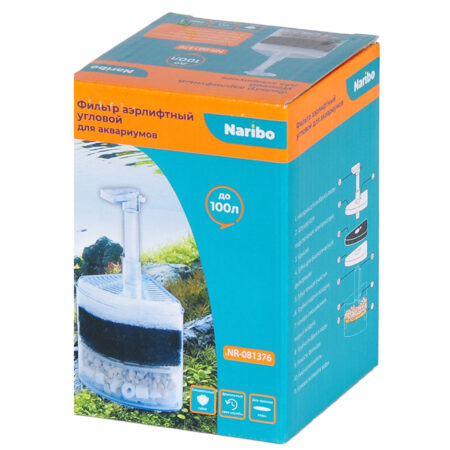 Фильтр аэрлифтный Naribo донный (Губка+био-наполнитель) 8х8х16,5см