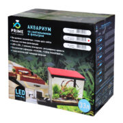Аквариум PRIME, 33л, красно-черный, с LED светильником, фильтром и кормушкой