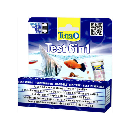 Тест Tetra 6 в 1 GH/kH/NO2/NO3/pH/CL2 полоски для пресной воды 25шт