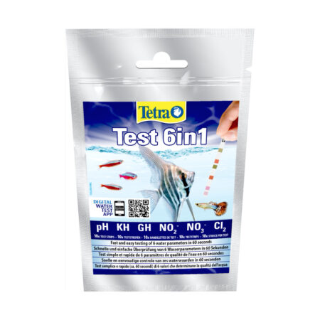 Тест Tetra 6 в 1 GH/kH/NO2/NO3/pH/CL2 полоски для пресной воды 10шт